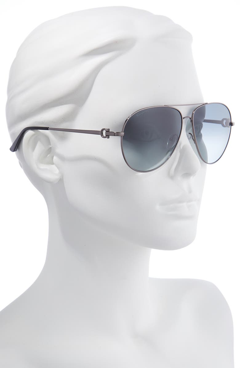 FERRAGAMO 61mm Timeless Aviator Sunglasses, Alternate, color,