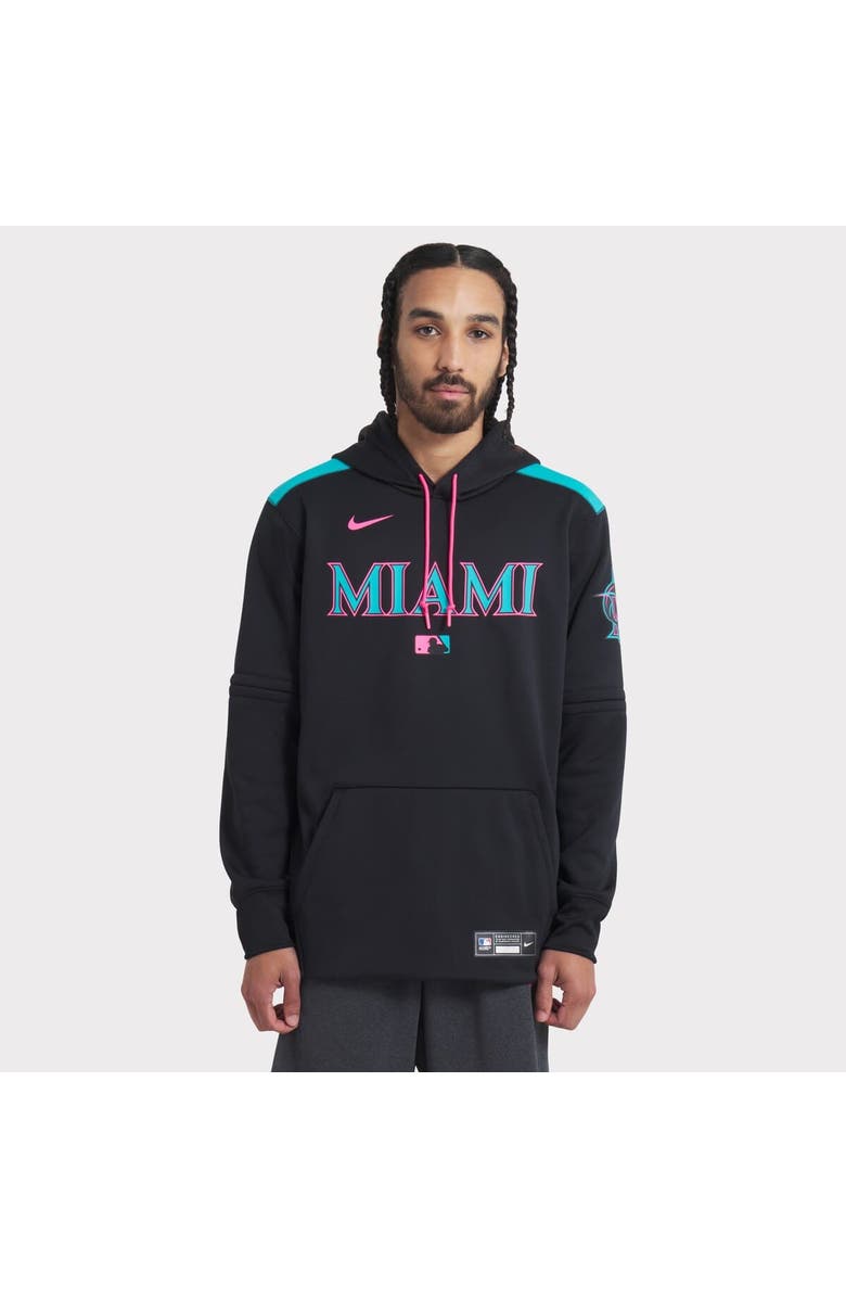 Nike Men's Nike Black Miami Marlins 2025 City Connect Authentic Collection Therma Pullover Hoodie, Alternate, color, Black