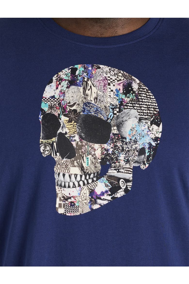 Big & Tall Collage Skull Graphic Tee, Alternate, color, NAVY