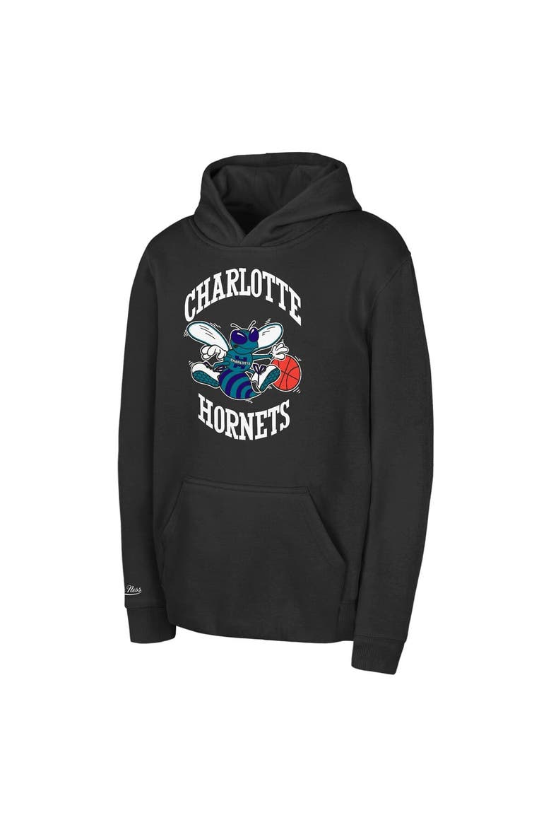 Toddler Mitchell & Ness Black Charlotte Hornets Retro Logo Pullover Hoodie, Main, color, Black