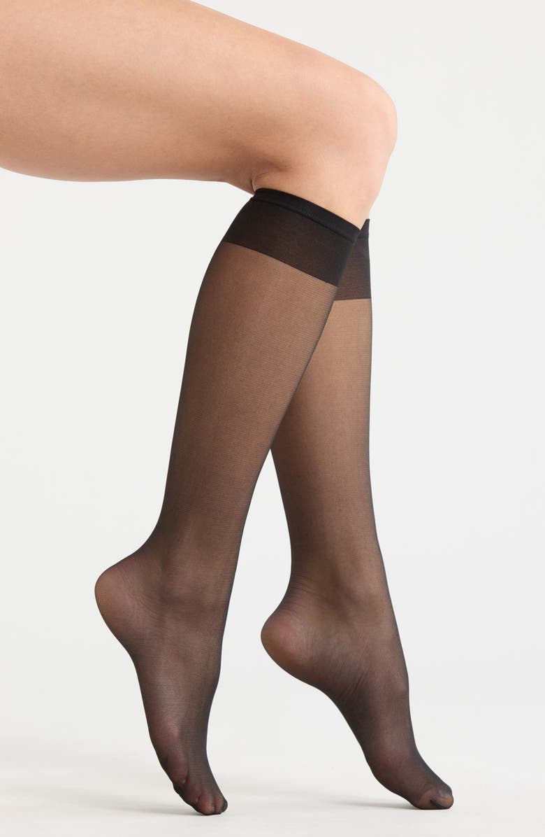 NORDSTROM RACK Everyday Sheer 2-Pack Knee High Socks, Main, color, Caviar