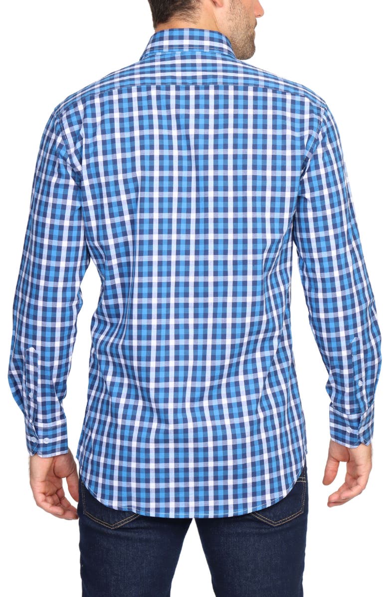 TailorByrd Regular Fit Gingham Stretch Cotton Button-Down Shirt, Alternate, color, Blue