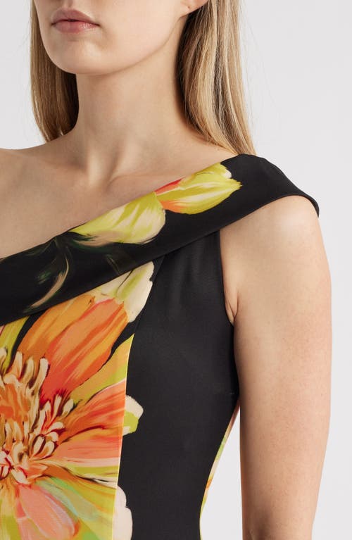 Black Halo Dolan One-shoulder Gown In Bursting Bloom