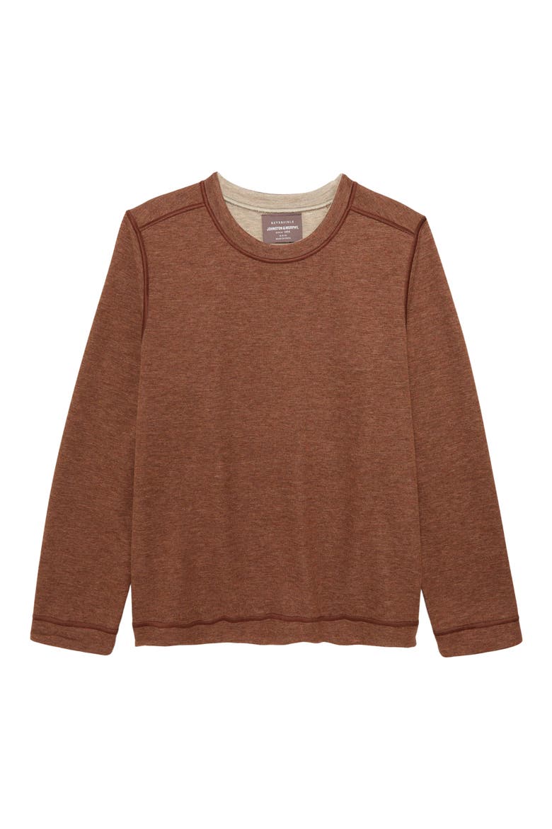 Kids' Solid Reversible Crewneck Long Sleeve T-Shirt, Main, color, RUST/ OATMEAL
