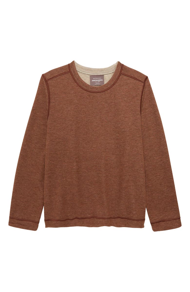 Johnston & Murphy Kids' Solid Reversible Crewneck Long Sleeve T-Shirt, Main, color, Rust/ Oatmeal