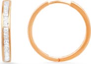 Queen Jewels Sterling Silver CZ Channel Hoop Earrings