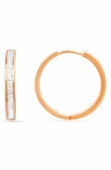 Queen Jewels Sterling Silver CZ Channel Hoop Earrings