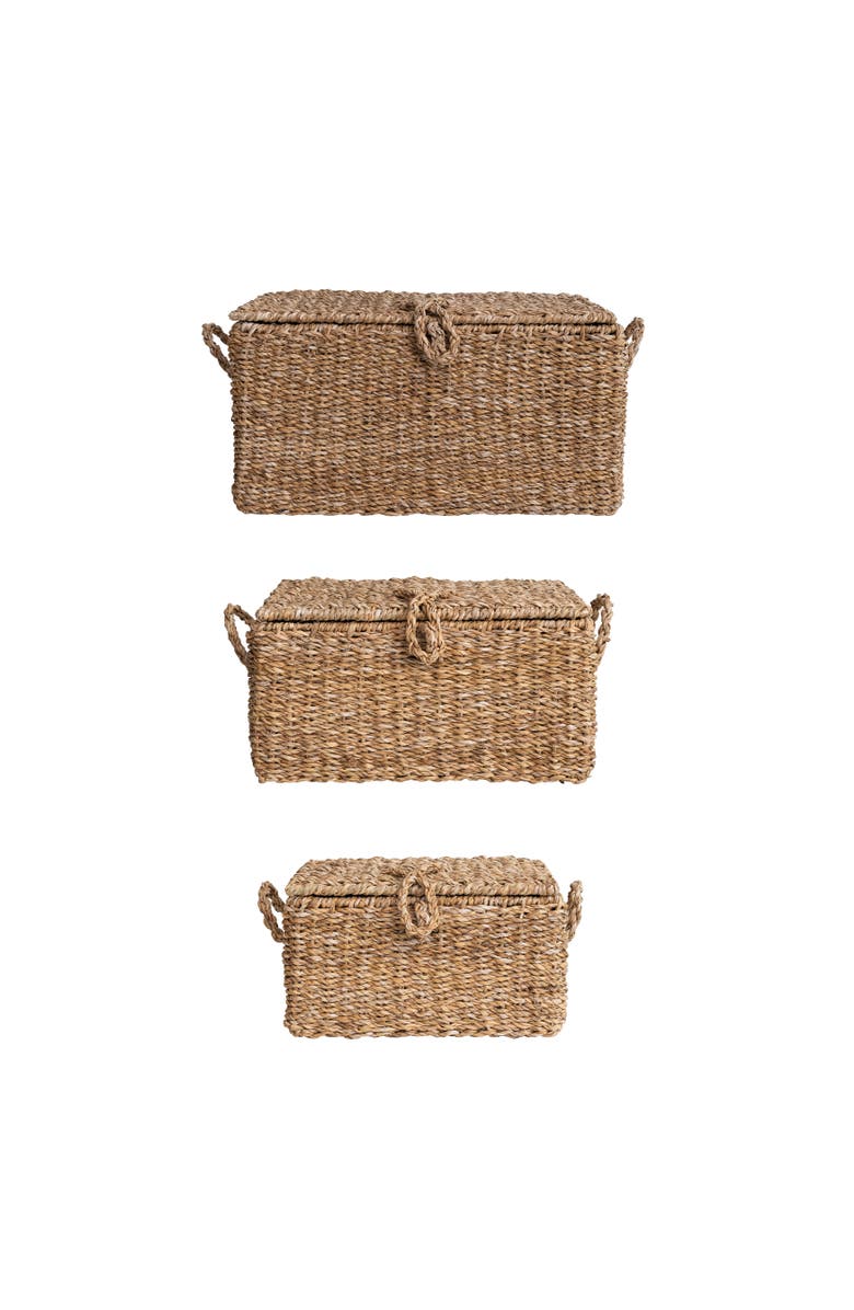 Storied Home Handwoven Seagrass Storage Trunks, Natural, Set of 3 Sizes, Main, color, Natural