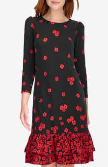 Floral Ruffle Hem Shift Dress