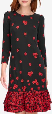 Tommy Hilfiger Floral Ruffle Hem Shift Dress