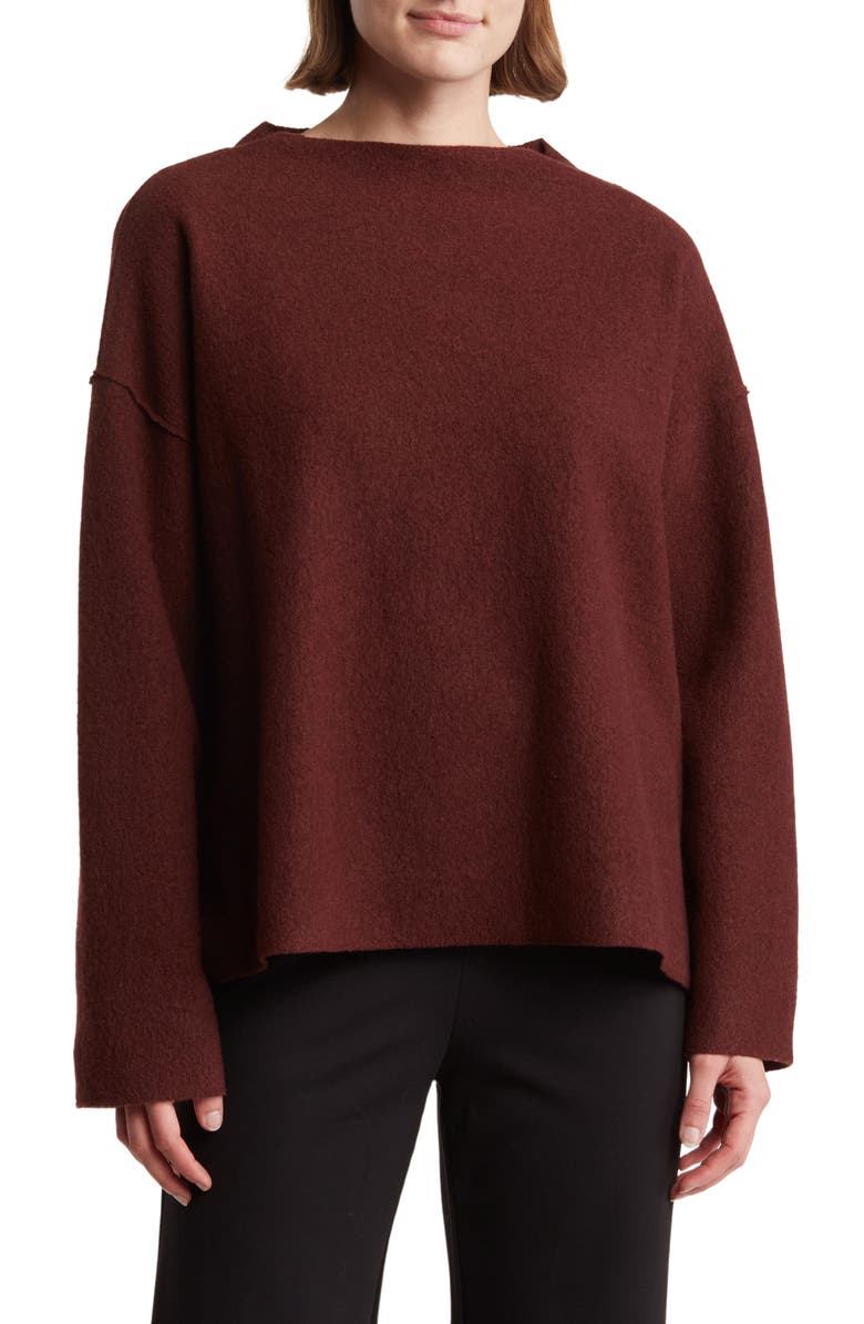Eileen Fisher Funnel Neck Wool Sweater, Main, color, 