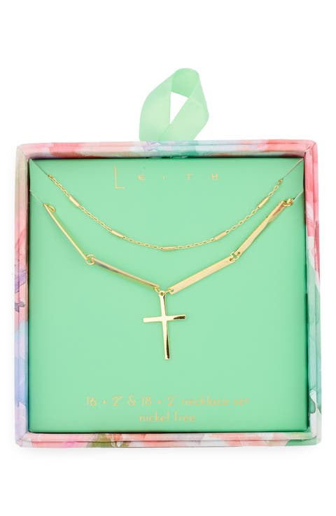Cross Pendant Layered Necklace
