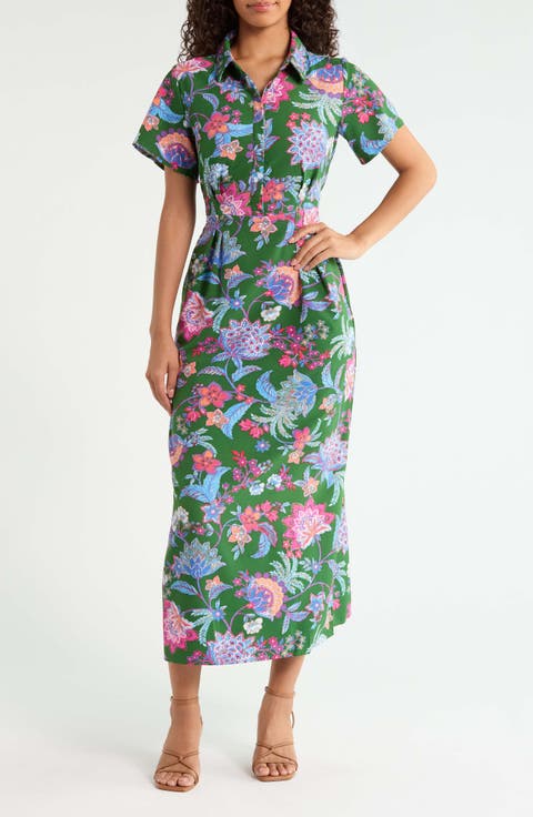Elara Floral Print Shirtdress