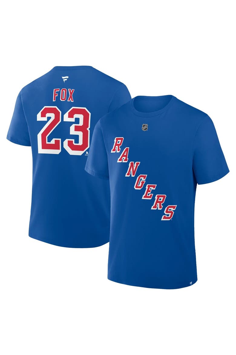 Men's Fanatics Adam Fox Blue New York Rangers Authentic Stack Name & Number T-Shirt, Main, color, Blue