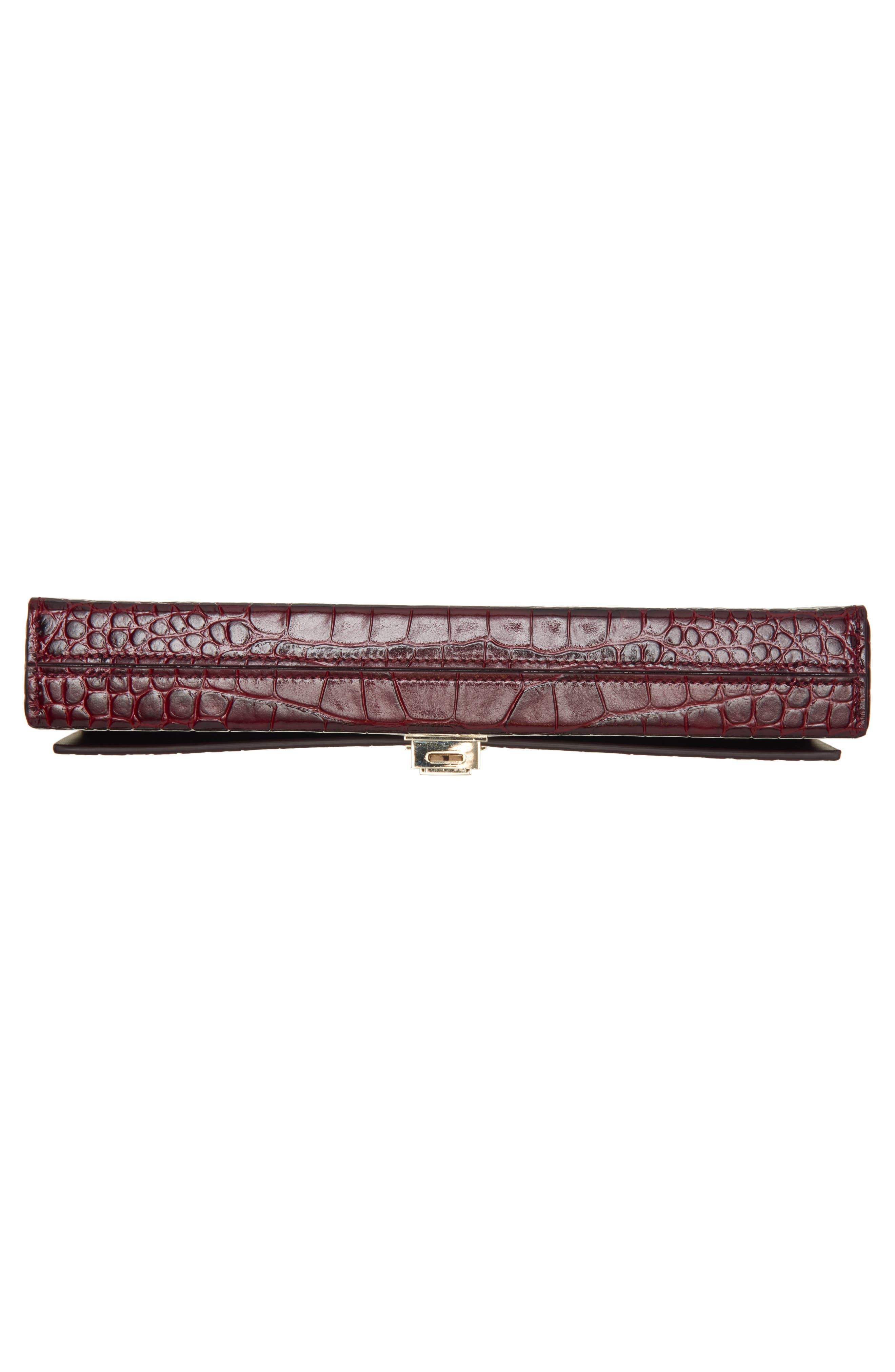 TOM FORD Croc Embossed Patenet Leather East/West Box Clutch, Alternate, color, 1R008 Ruby Red
