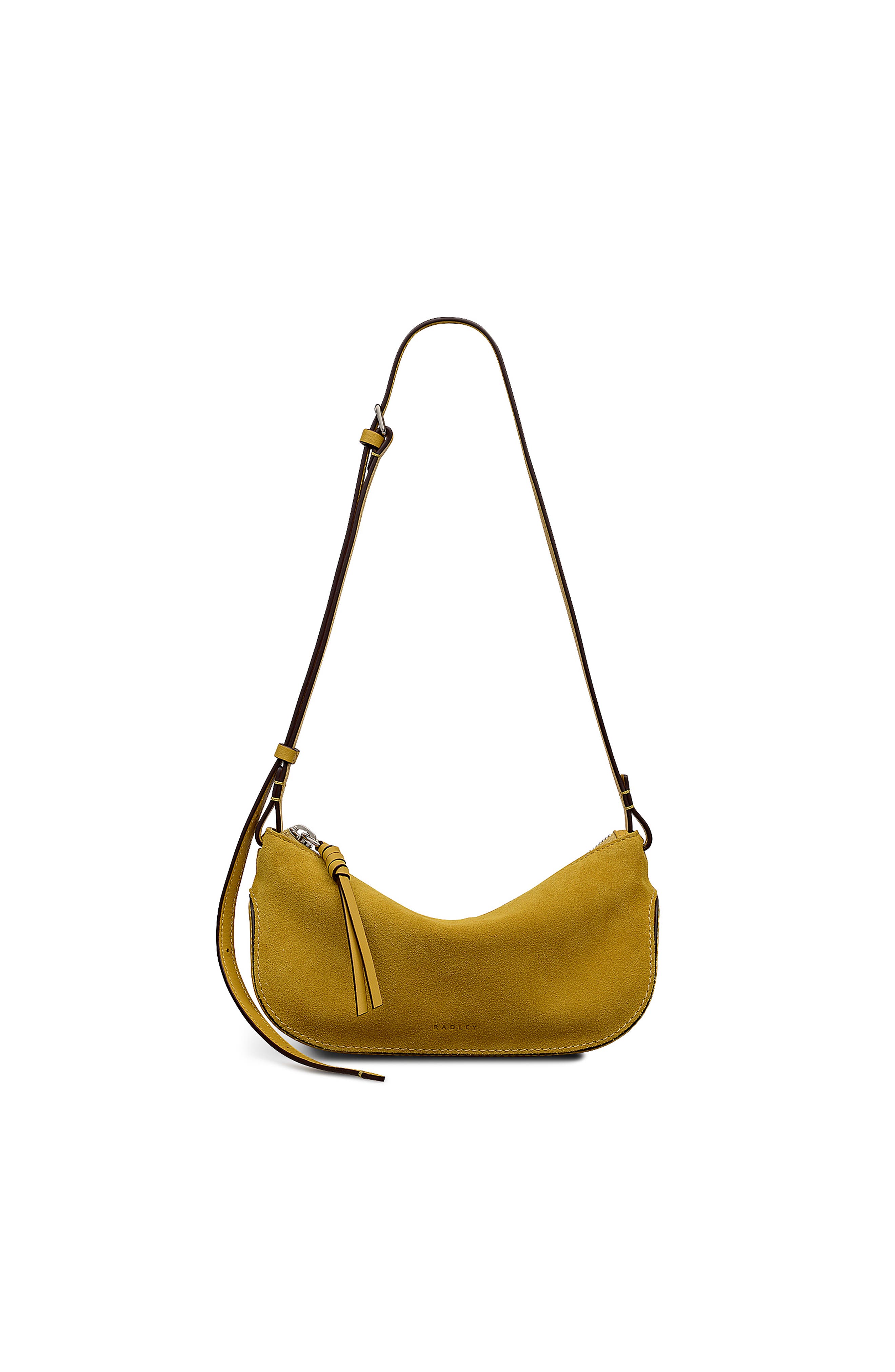 Radley The Iris - Suede Small Ziptop Crossbody Bag, Main, color, Ochre
