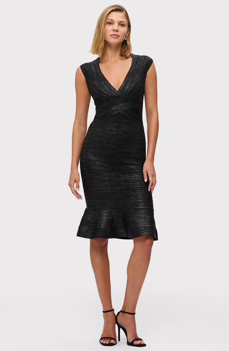 Herve Leger The Metallic Sophie Bandage Midi Dress, Alternate, color, 