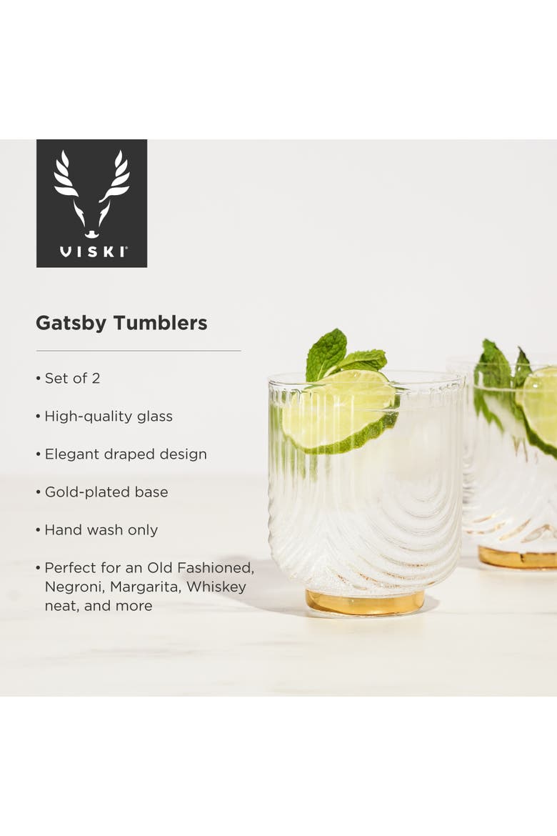 Deco Gatsby Tumblers Set of 2, Alternate, color, Clear