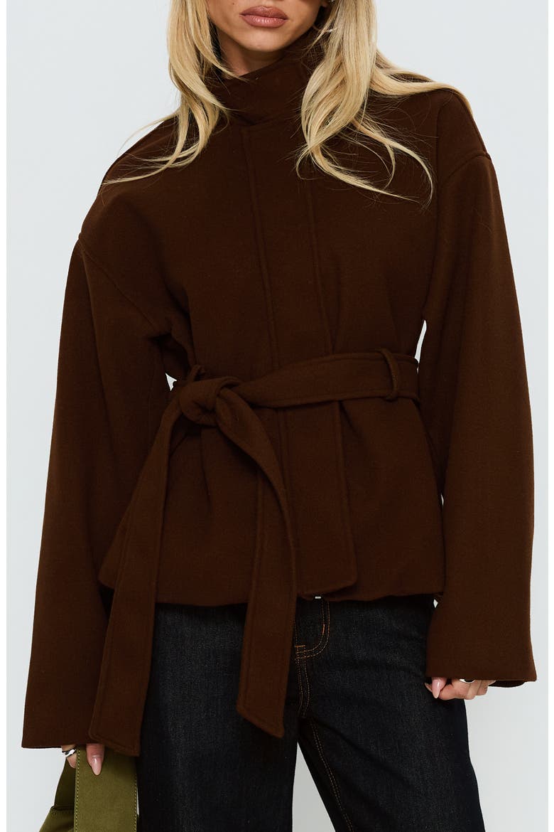 Tameeka Stand Collar Coat, Main, color, BROWN