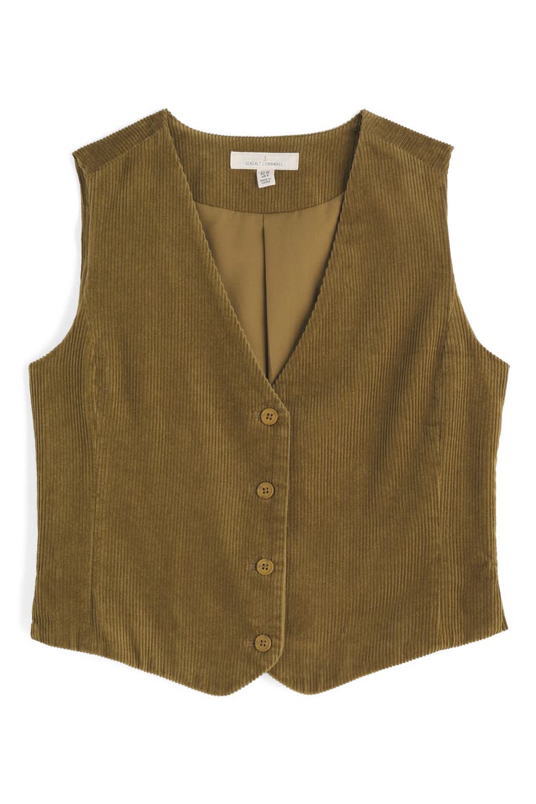Pinpoint Organic Cotton Corduroy Vest, Alternate, color, BRIGHT OLIVE
