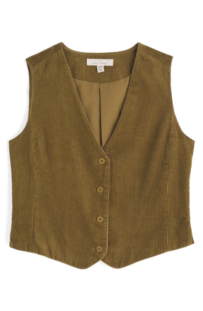 Seasalt Cornwall Pinpoint Organic Cotton Corduroy Vest, Alternate, color, Bright Olive