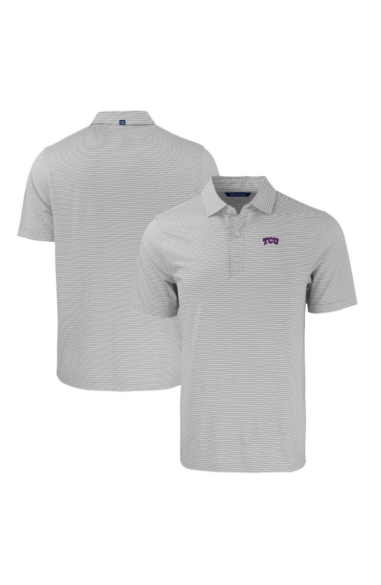 Cutter & Buck Men's Cutter & Buck  Gray/White TCU Horned Frogs Big & Tall Forge Eco Double Stripe Stretch Recycled Polo, Main, color, 
