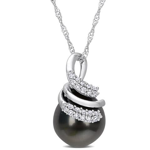 Cultured Pearl & Diamond Swirl Necklace