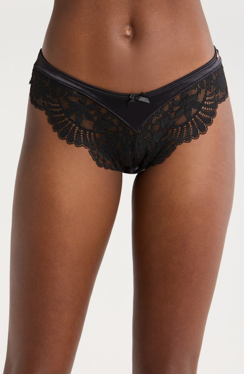 Hunkemöller Poppy Satin & Lace Brazilian Panties, Main, color, 
