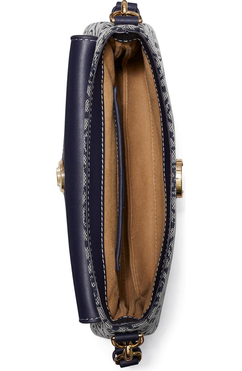 Tory Burch T Monogram Soft Jacquard & Leather Shoulder Bag, Alternate, color, Tory Navy