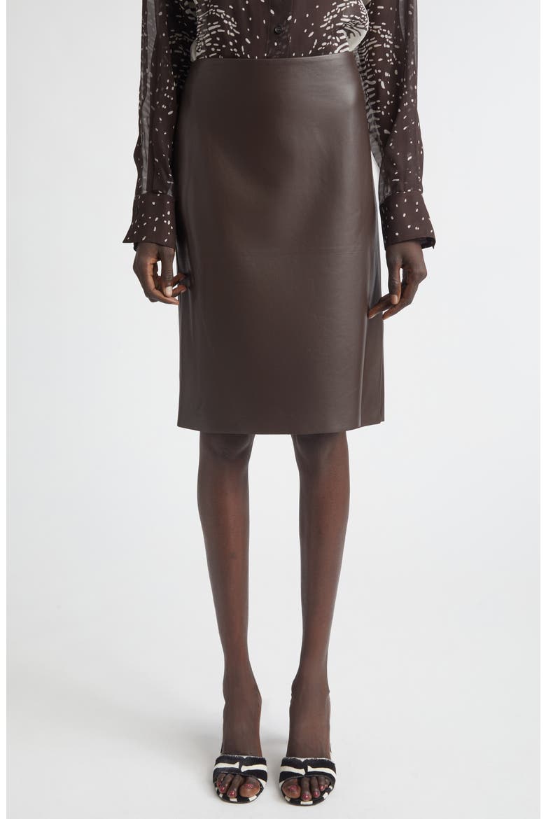Leather Pencil Skirt, Main, color, EXPRESSO