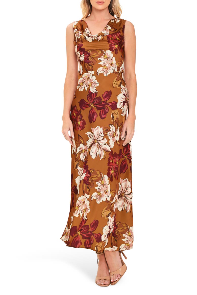 Cowl Neck Maxi Dress, Main, color, CARAMEL