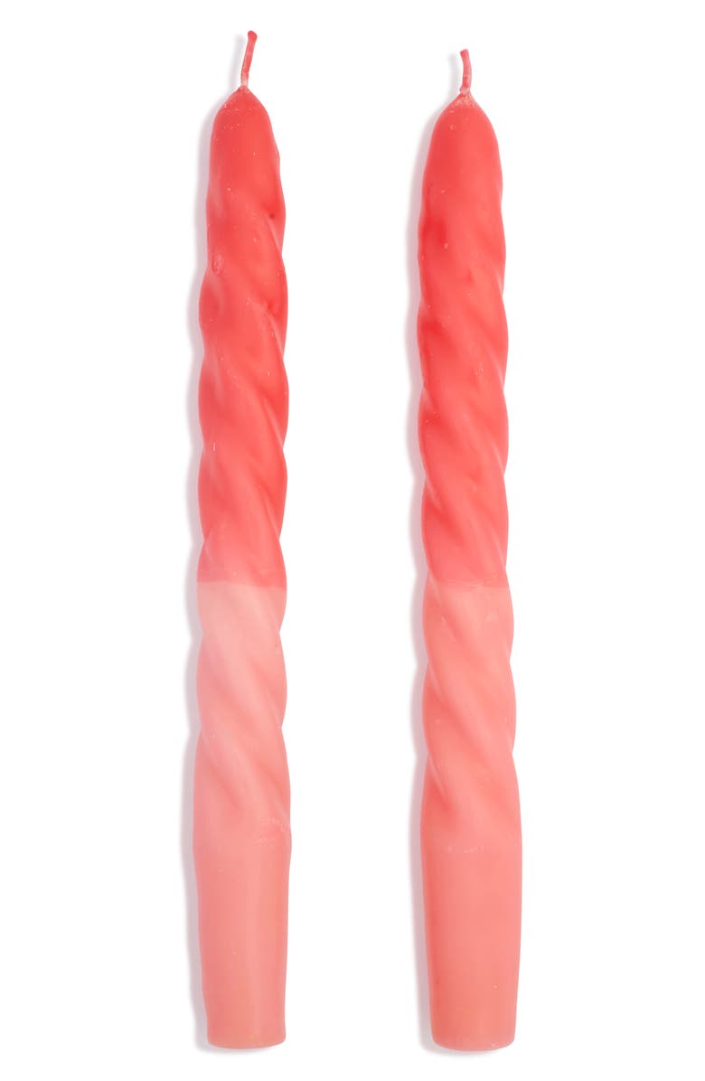 CREATIVE BRANDS Set of 2 Taper Candles, Main, color, Red Pink
