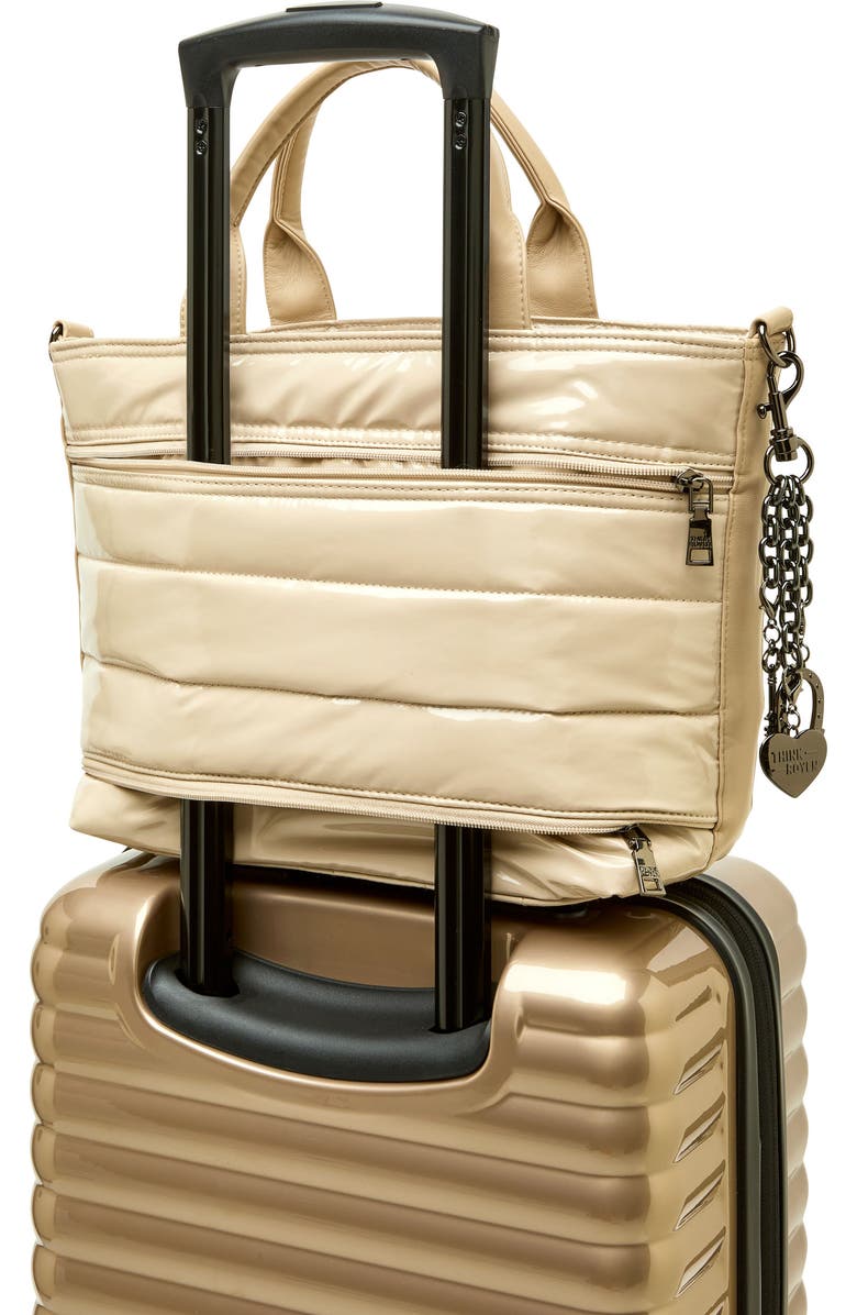 THINK ROYLN Getaway Quilted Puffer Tote, Alternate, color, Blonde Patent And Colorblock