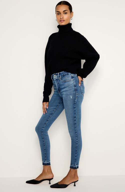 Good American Good Waist High Waist Distressed Release Hem Crop Jeans In Indigo699