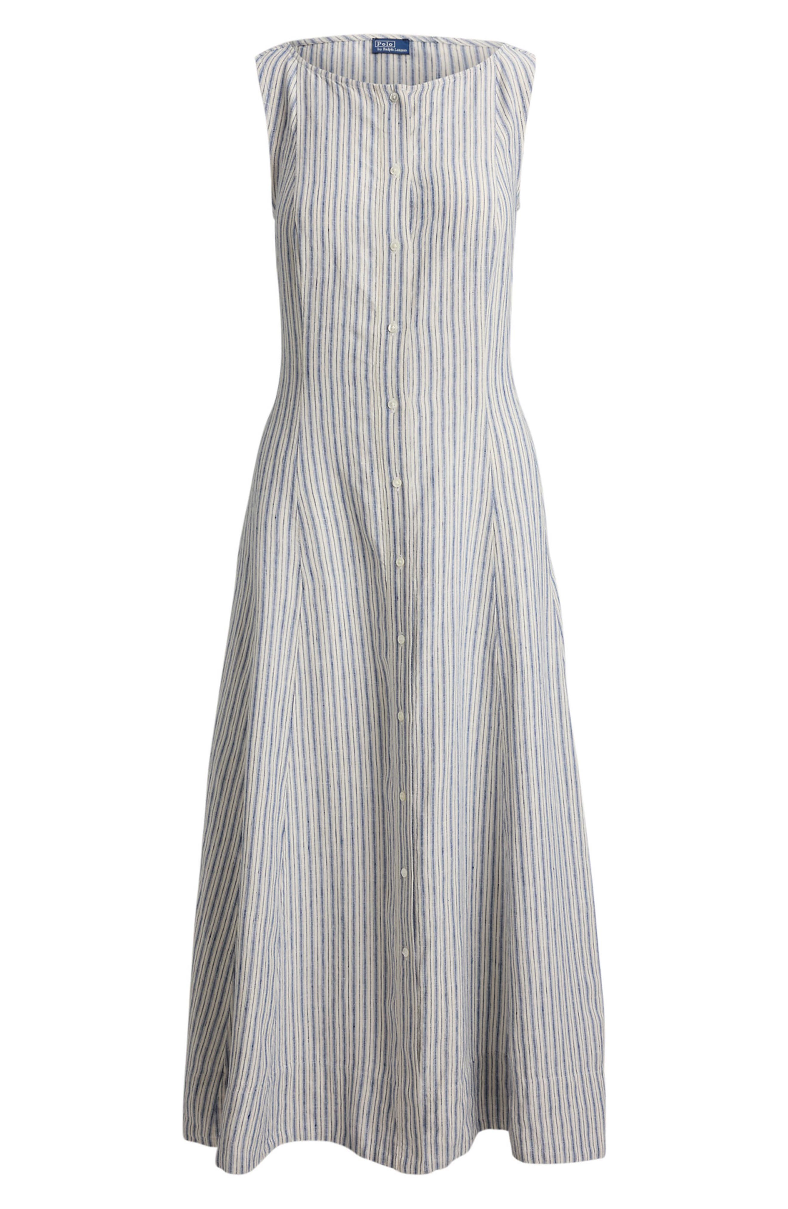 black and white striped linen dress Black Linen Blend Contrast Trim Dress - Mini Dresses