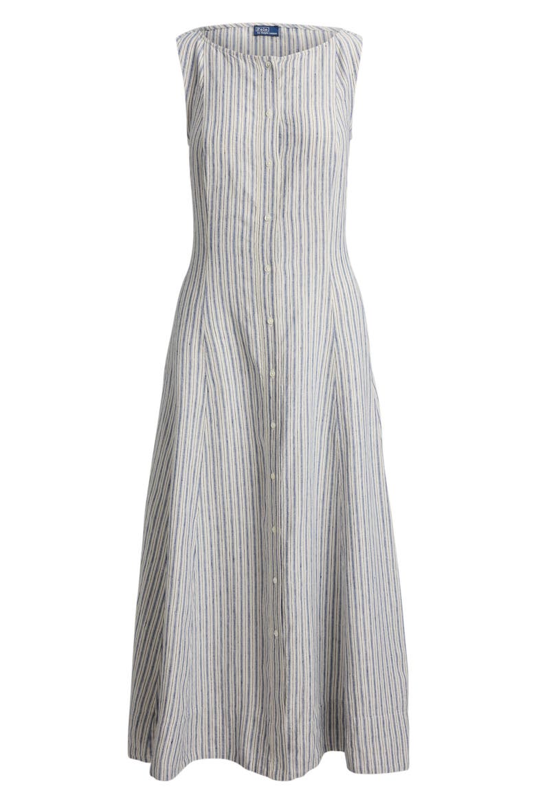Stripe Panel Linen Dress, Alternate, color, NAVY-LIGHT BLUE MULTI