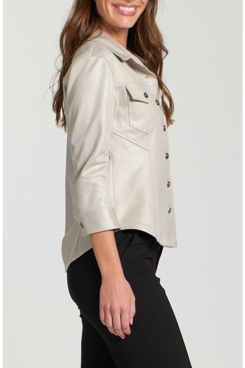 Faux Suede Shirt Jacket, Alternate, color, CHAMPAGNE