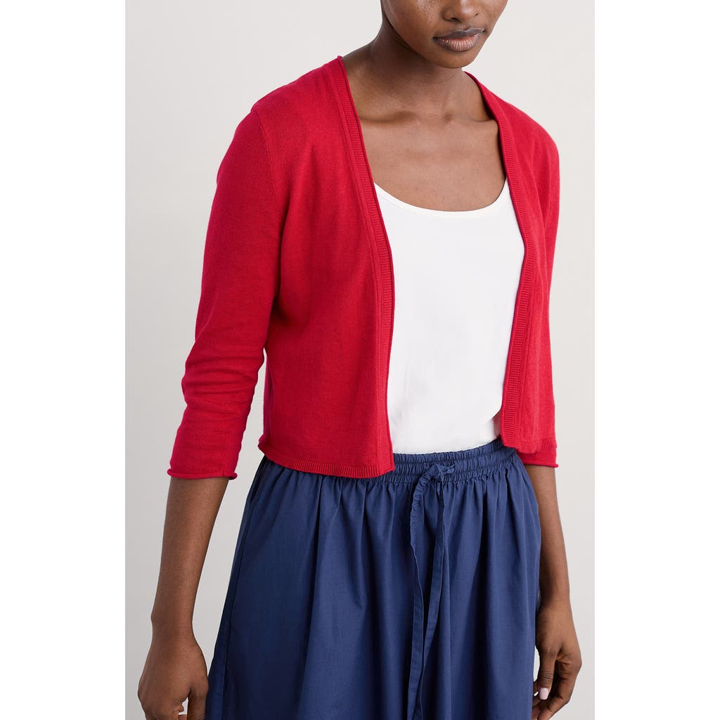 Seasalt Cornwall Vanessa Organic Cotton Open Front Crop Cardigan In Knit Melange Scarlet
