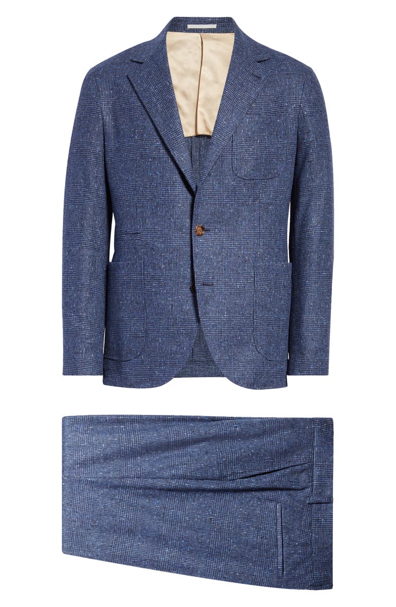Brunello Cucinelli Prince of Wales Plaid Wool & Cashmere Two-Piece Suit, Alternate, color,