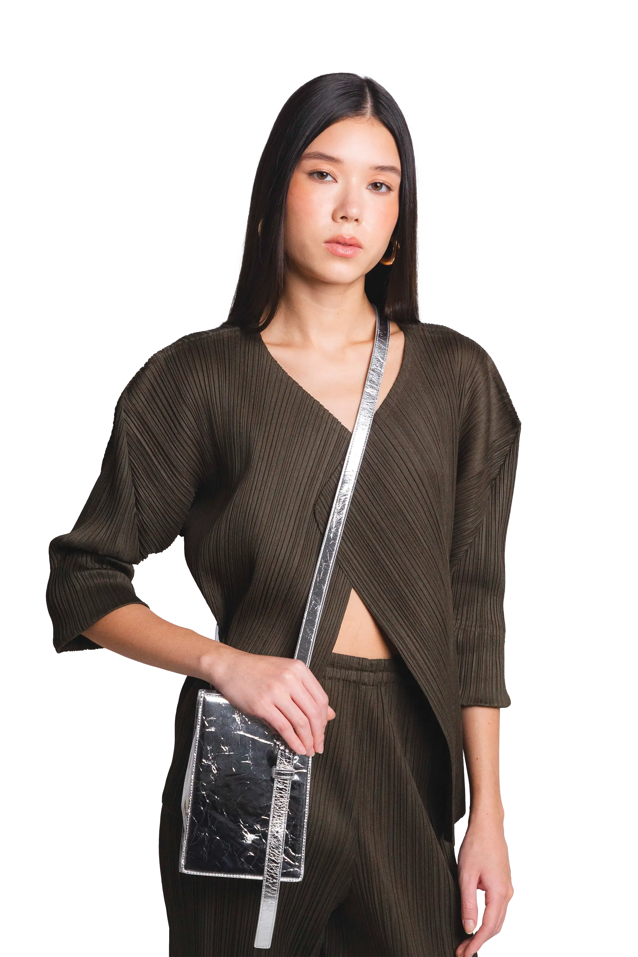 Esthera 1PM Leather Crossbody Bag, Alternate, color, Silver