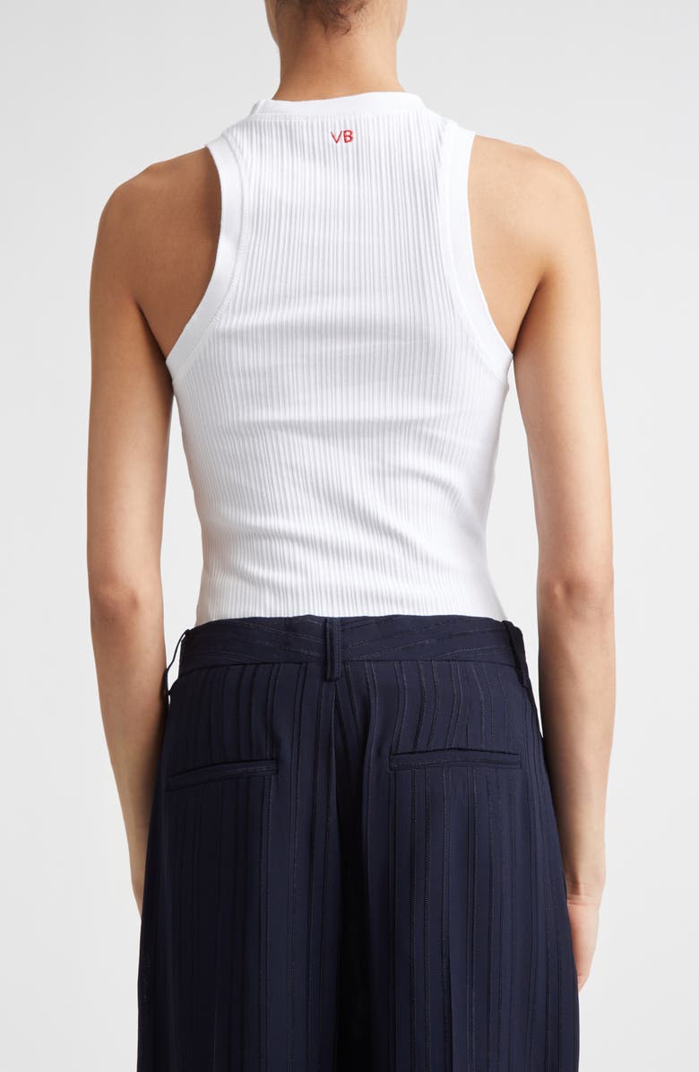 Victoria Beckham Rib Organic Cotton Tank, Alternate, color, White