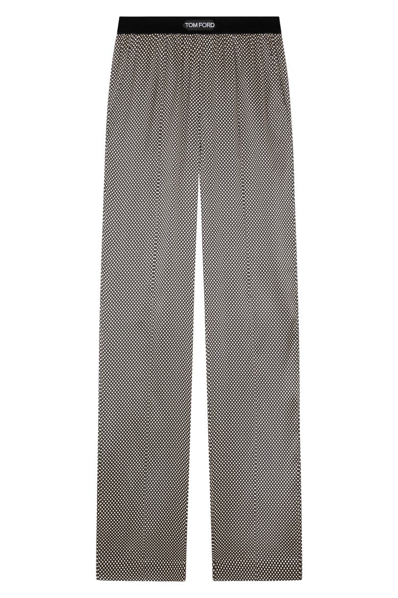Relaxed Fit Stretch Silk Satin Pants, Main, color, BLACK/ BLACK/ WHITE