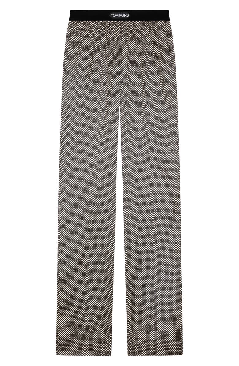 TOM FORD Relaxed Fit Stretch Silk Satin Pants, Main, color, Black/ Black/ White