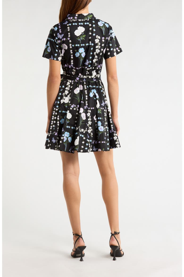 Floral Belted Shirtdress, Alternate, color, BLACK-PASTEL