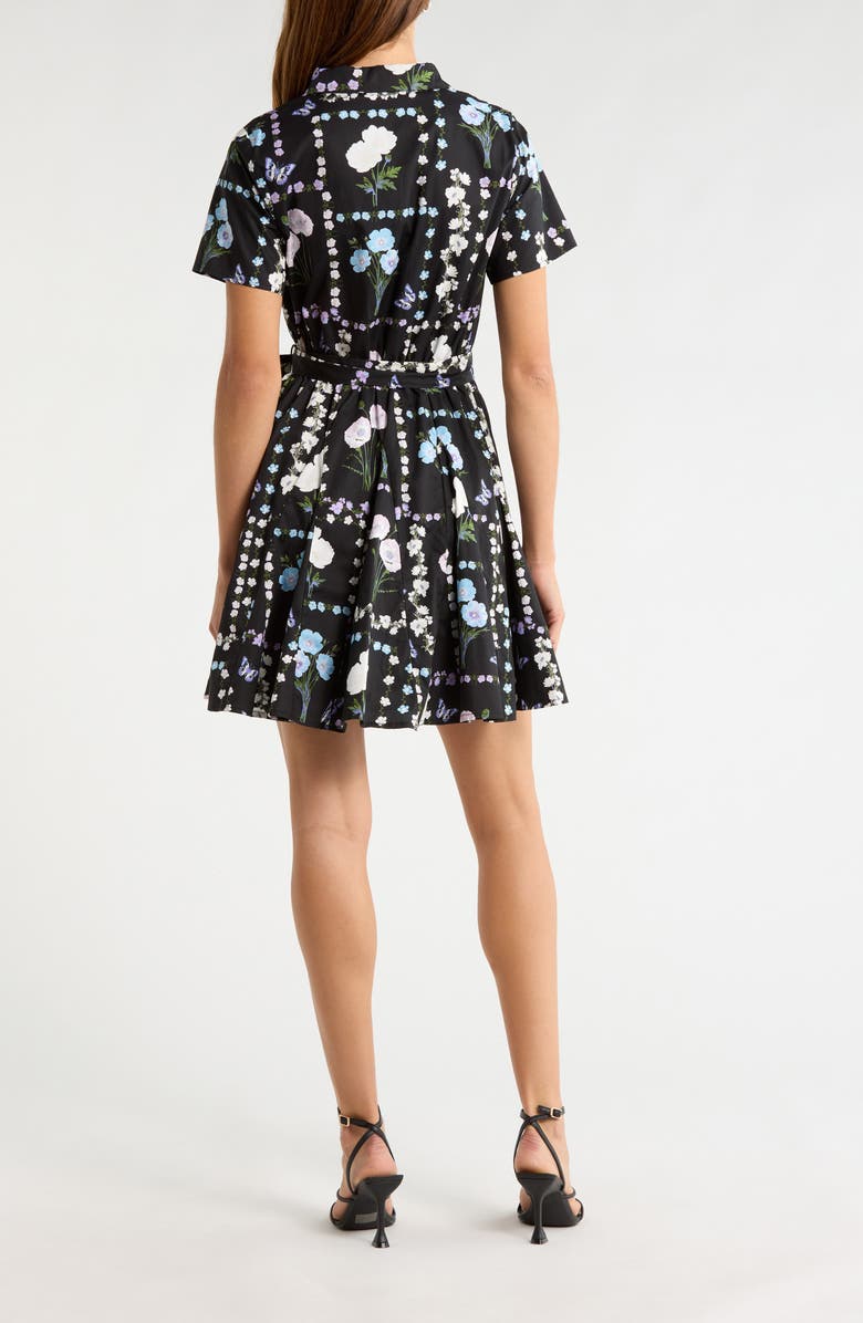 SUGARLIPS Floral Belted Shirtdress, Alternate, color, Black-Pastel