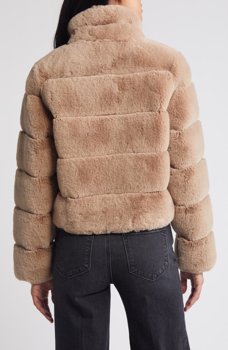BCBGeneration Channel Quilted Faux Fur Jacket, Alternate, color, Hazelnut