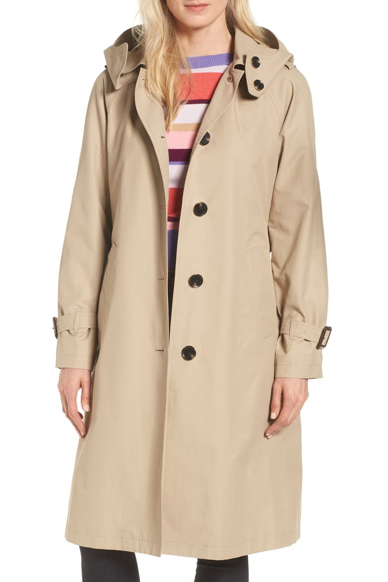 Hooded Trench Coat, Main, color, KHAKI