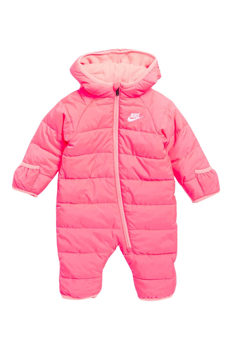 Cire Hooded Puffer Pram, Main, color, RACER PINK