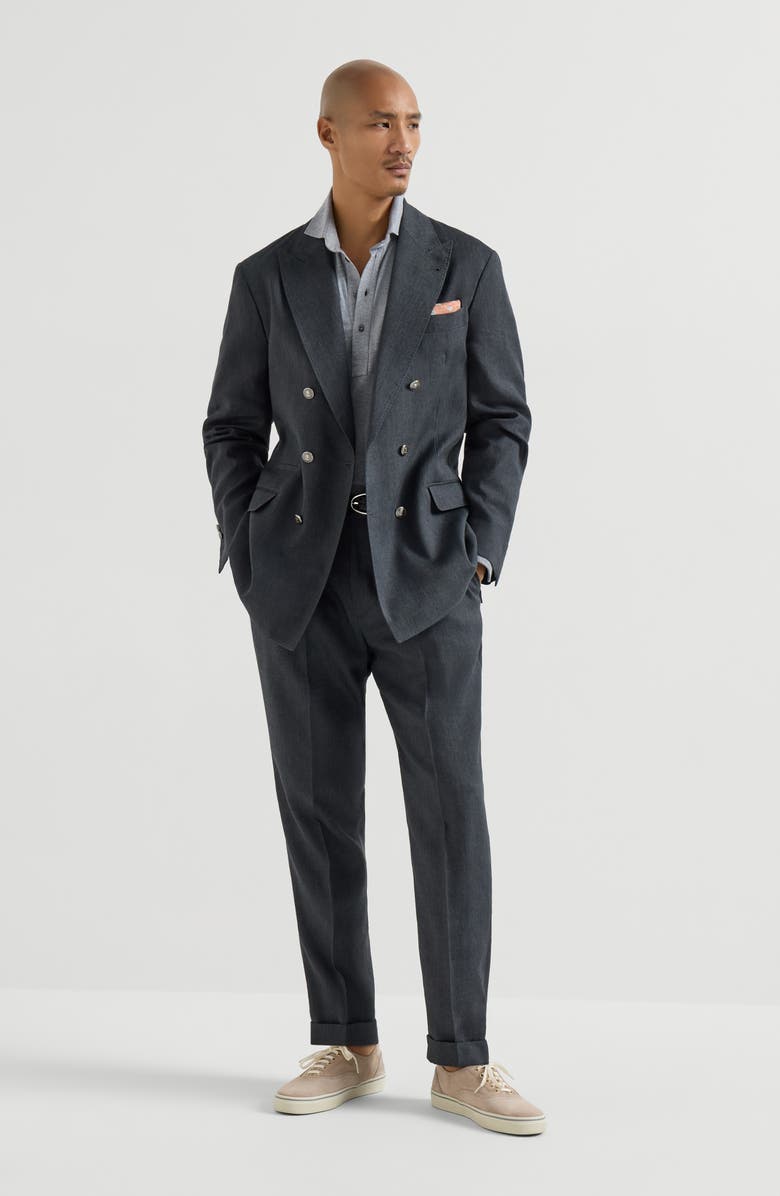 Brunello Cucinelli Polo with shirt collar, Alternate, color, Medium Grey