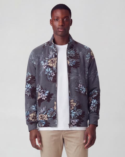Exotic Floral Mens Printed Zip Jacket